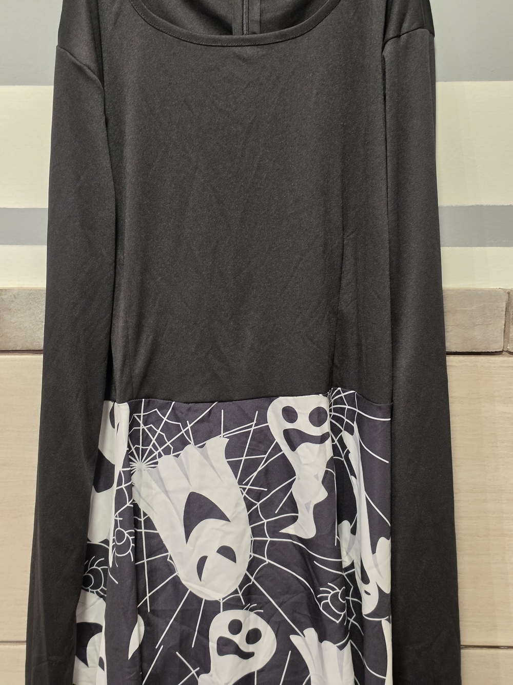 Black Ghost Print A-Line Women's Dress